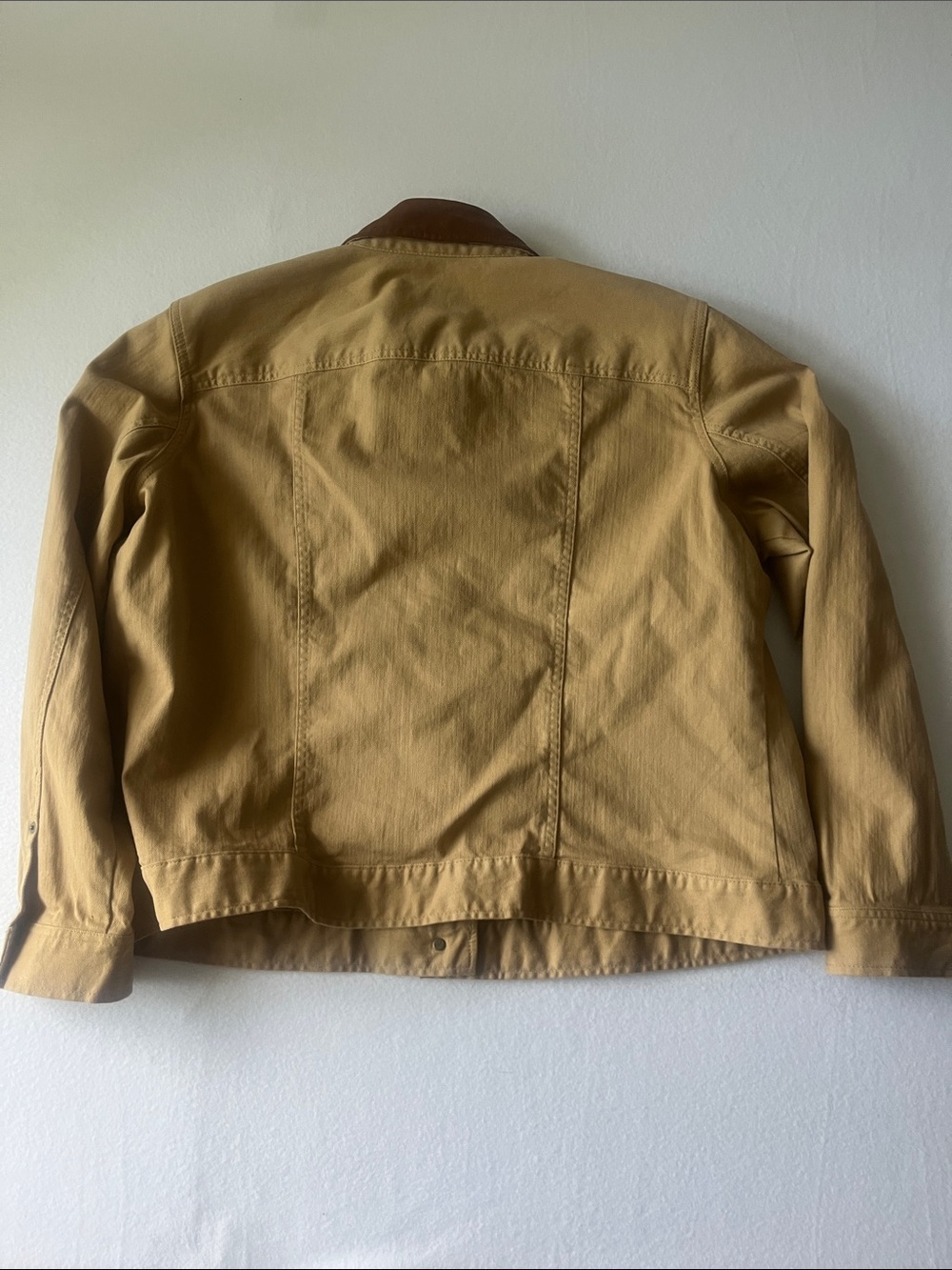 Ralph Lauren Tan Canvas Jacket with Brown Leather Collar- VTG - Picture 7 of 9